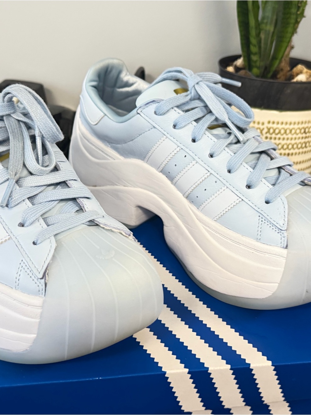 adidas super star Bold Women's Pale Blue and White Platform Sneakers